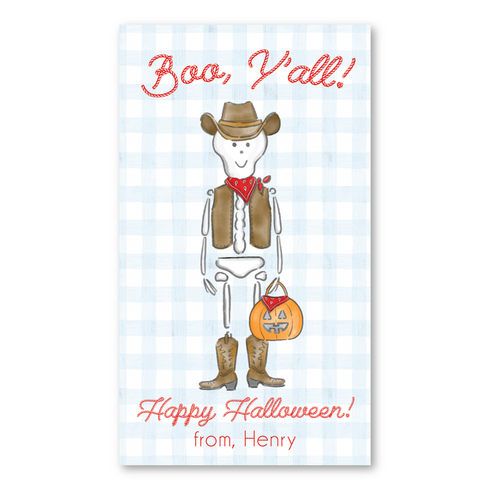 Cowboy Skeleton Halloween Tags