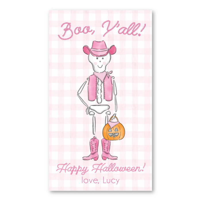 Cowgirl Skeleton Halloween Tags