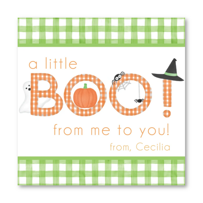 Green Gingham BOO Halloween Tags