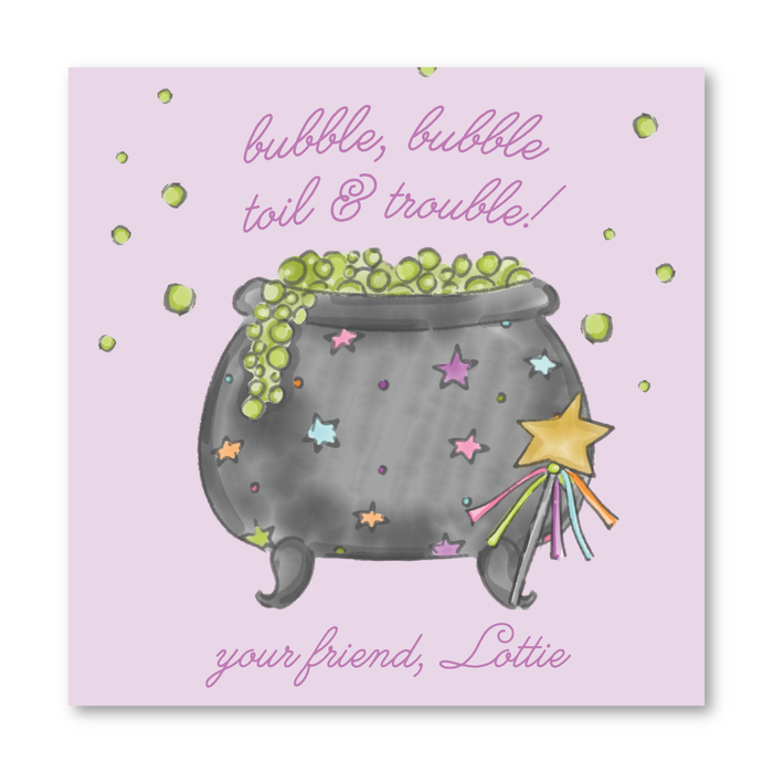 Bubble Cauldron Halloween Tags - Purple