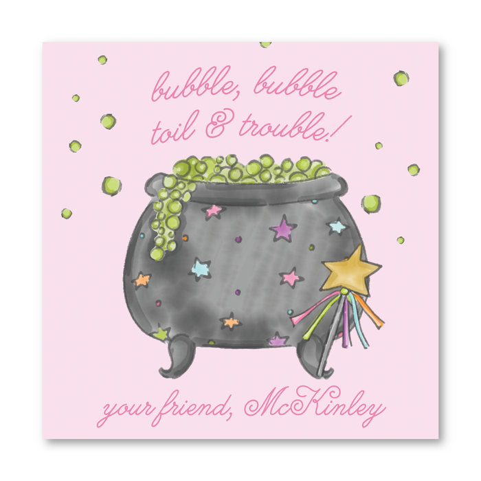 Bubble Cauldron Halloween Tags - Pink