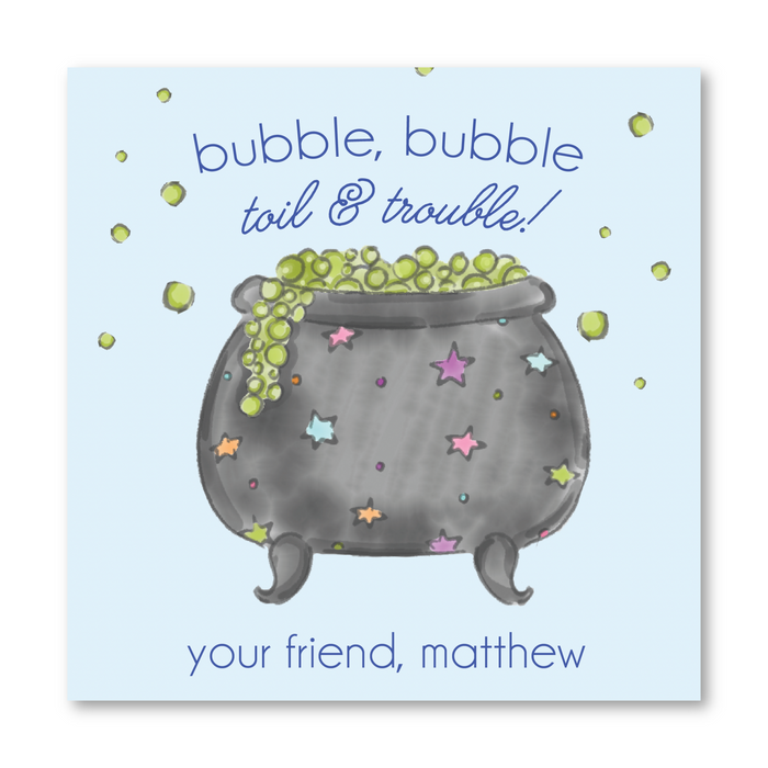 Bubble Cauldron Halloween Tags - Blue