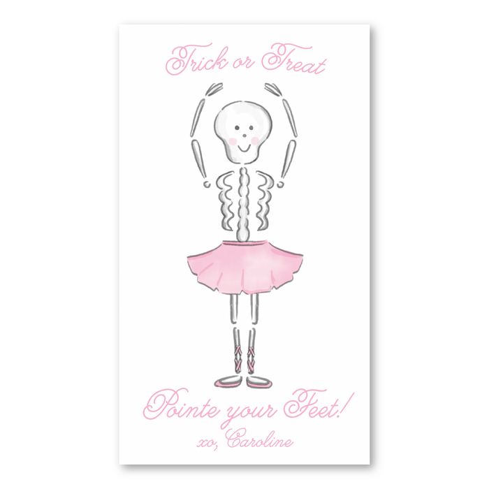 Skeleton Ballerina Halloween Tags - Pink