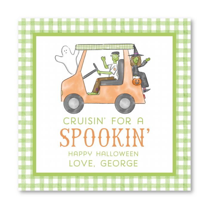 Golf Cart Monsters Halloween Tags - Green