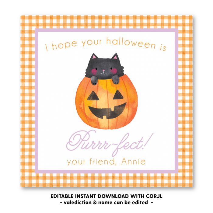 Purr-fect Halloween Tag - Self-Edit, Print at Home