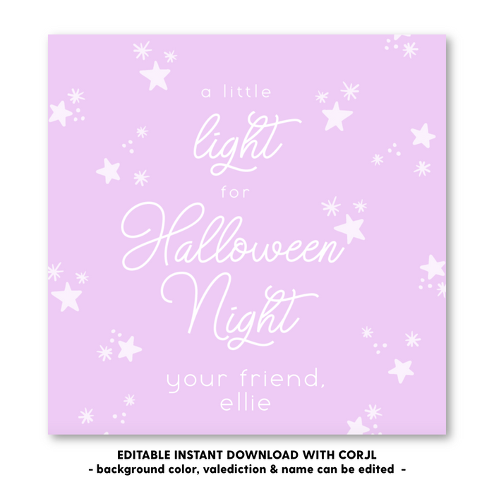 Starry Light for Halloween Night Halloween Tag - Self-Edit, Print at Home