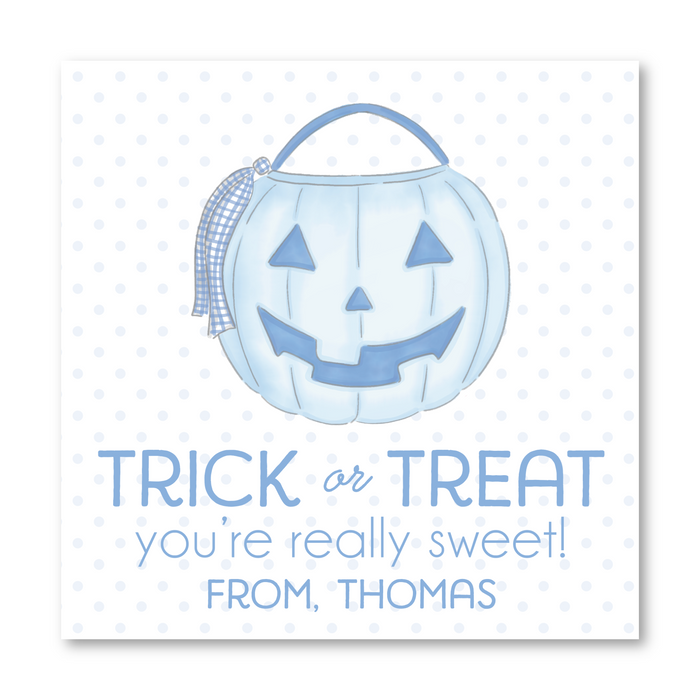 Pumpkin Bucket - Blue - Halloween Tags