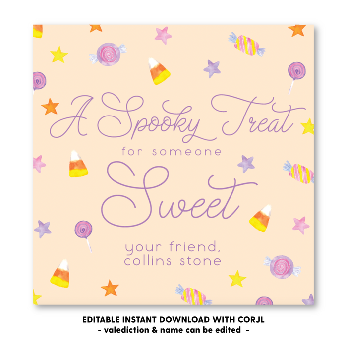 Sweet Treat Candy Halloween Tag - Self-Edit, Print at Home