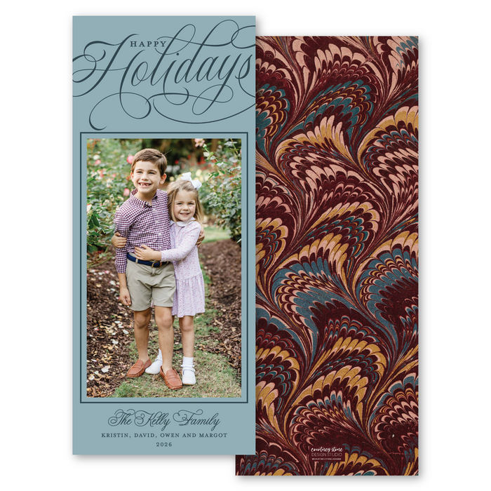 Happy Holidays Marble Skinny Holiday Card