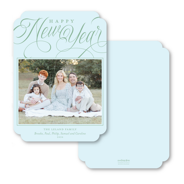 Happy New Year - Double Round Die-Cut Holiday Card
