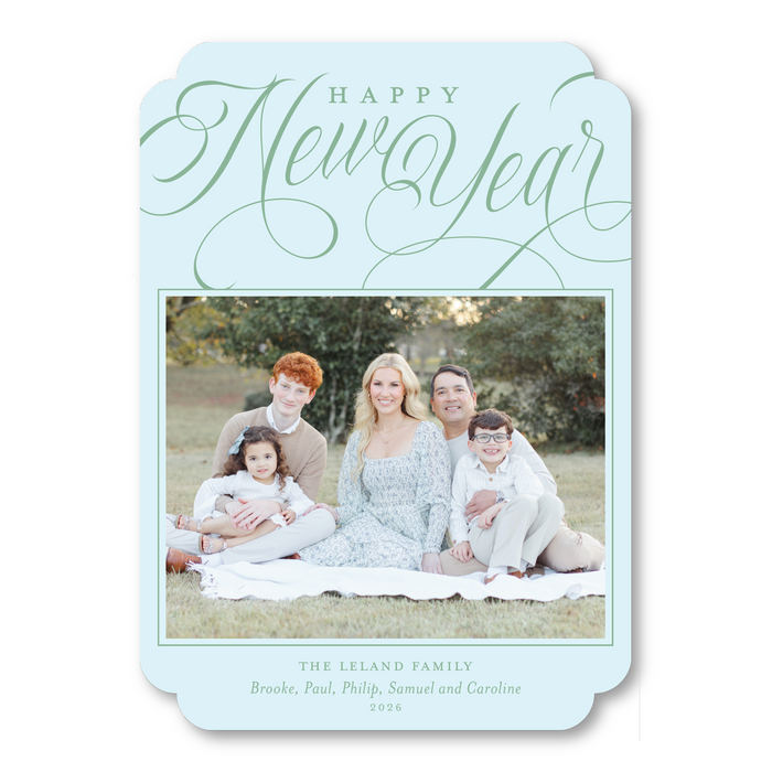 Happy New Year - Double Round Die-Cut Holiday Card