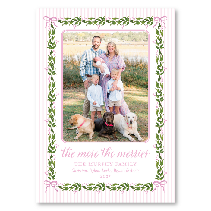 Holly Berry - Pink - Birth Announcement Holiday Card