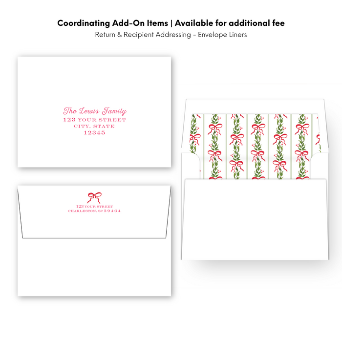 'Holly Bow Garland' Holiday Card - Red