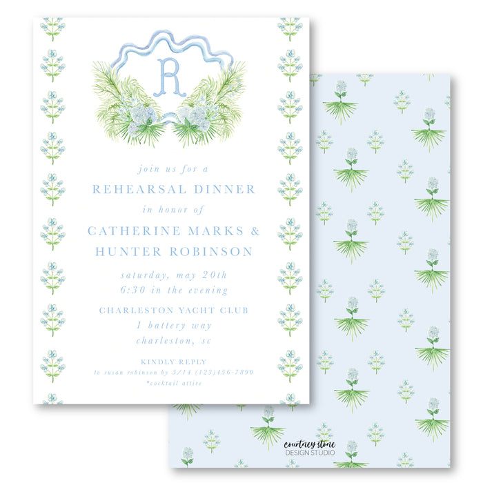 Hydrangea Palm Shower Invitations