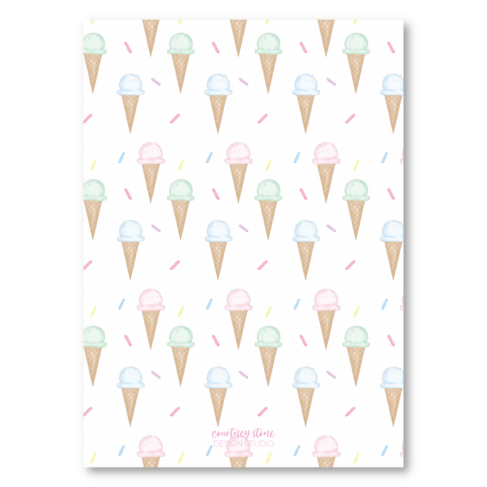 Ice Cream Cart  - Pink - Birthday Invitations