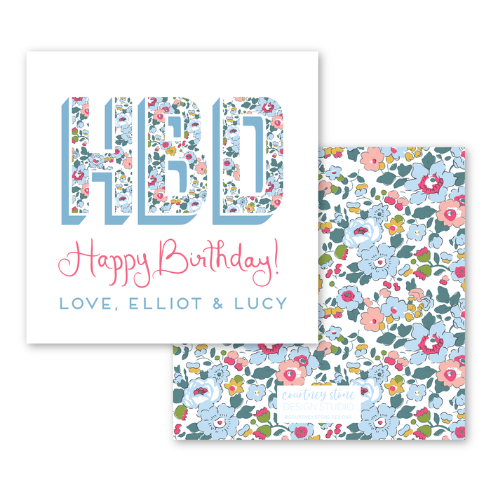 Liberty HBD Enclosure Card | Gift Tag (Blue)