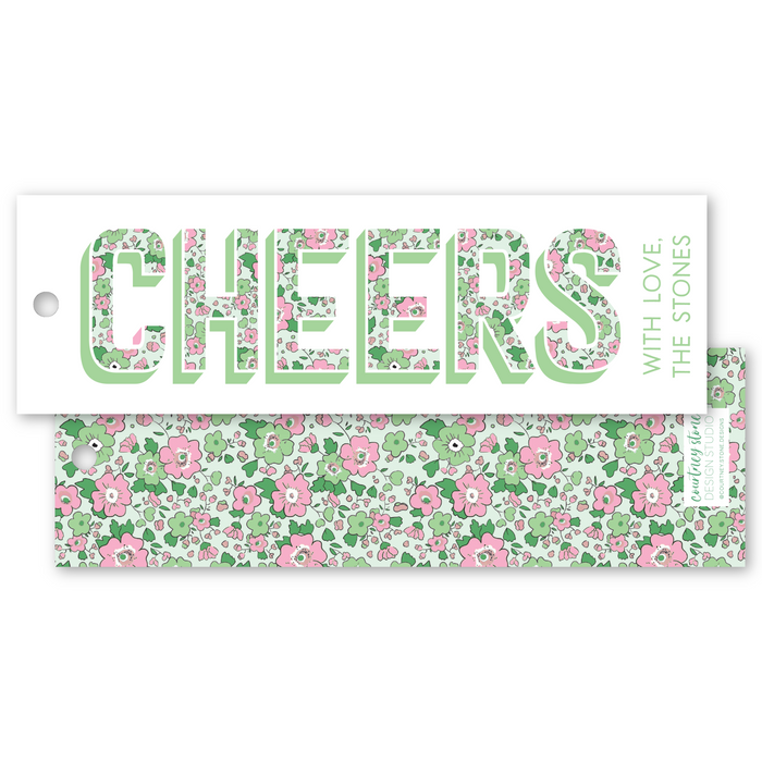 Liberty CHEERS Gift Tag - Green and Pink