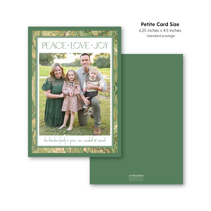 Emerald Marble Border Holiday Card - Petite