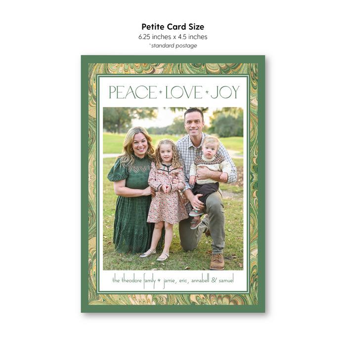 Emerald Marble Border Holiday Card - Petite