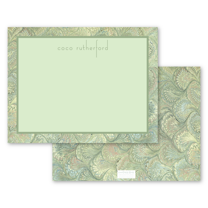 Marble Stationery - Green Feather
