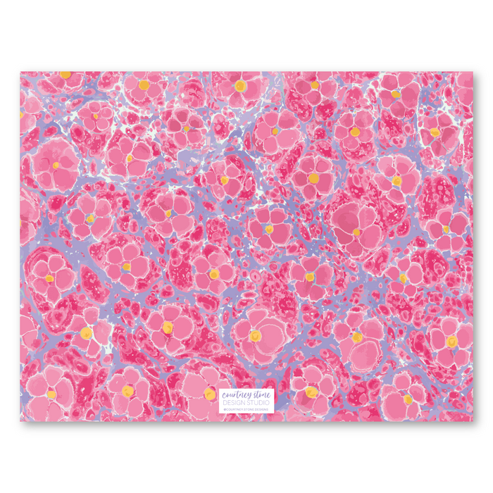 Marble Stationery - Pink Flower