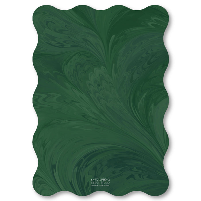 Green Marble Wavy Die-Cut Holiday Card