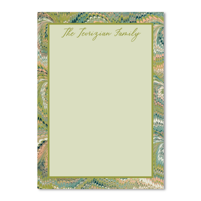 Marble Border Notepad - Green