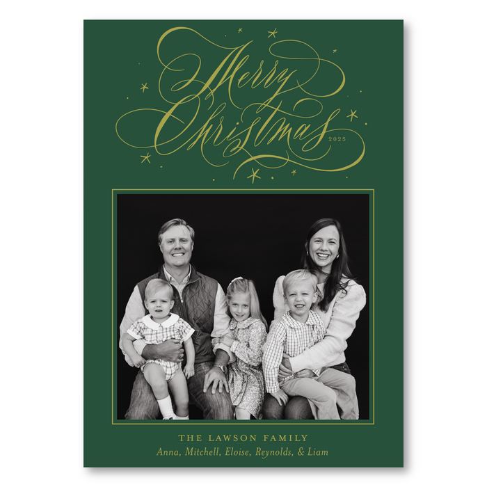 Classic Merry Christmas Calligraphy Holiday Card