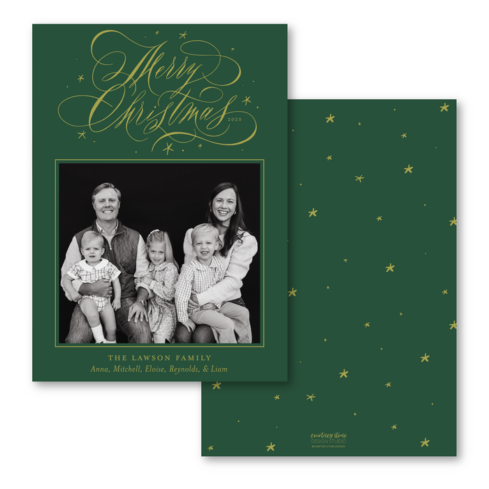 Classic Merry Christmas Calligraphy Holiday Card