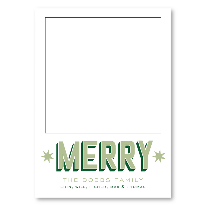 MERRY Star Photo Mount Holiday Card - Green