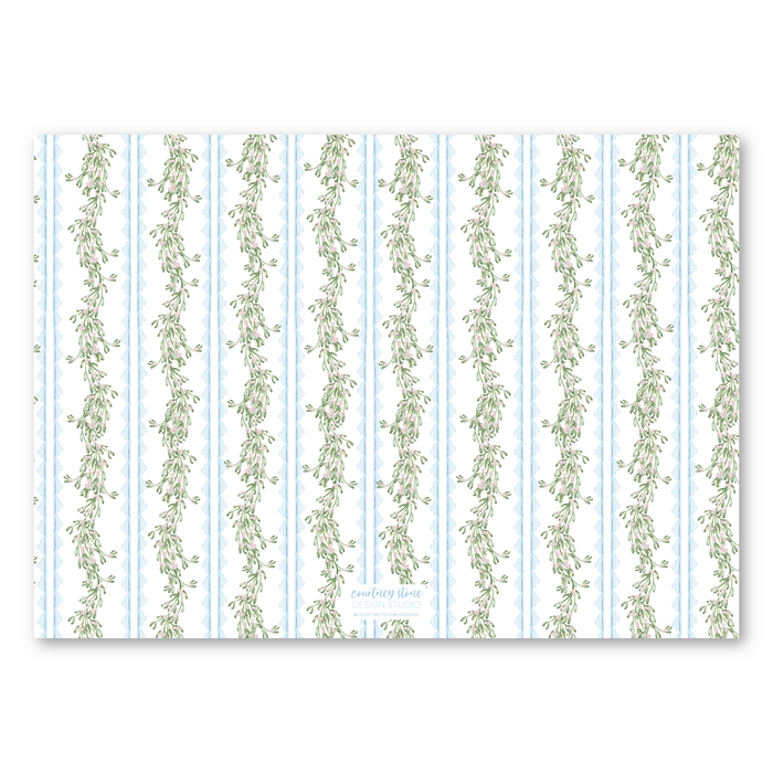Merry Mistletoe Holiday Card - Blue - Horizontal