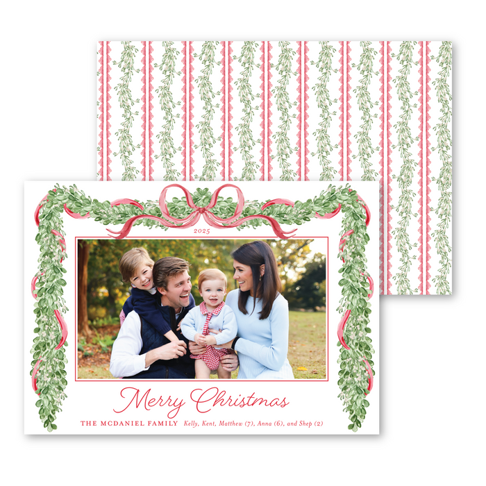 Merry Mistletoe Holiday Card - Red - Horizontal