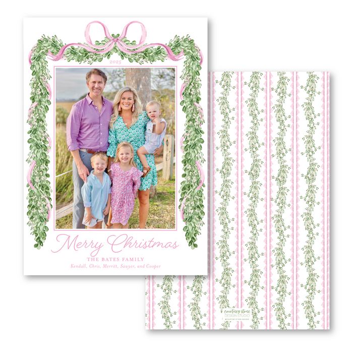 Merry Mistletoe Holiday Card - Pink