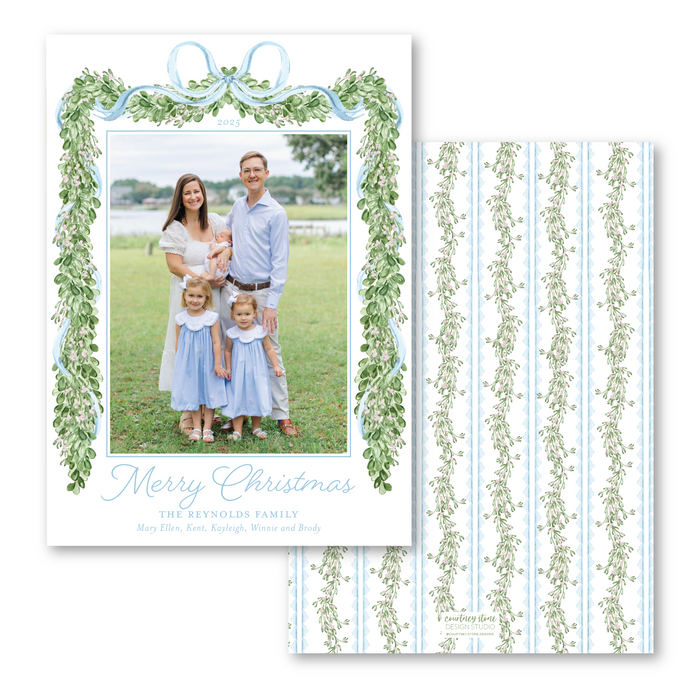 Merry Mistletoe Holiday Card - Blue