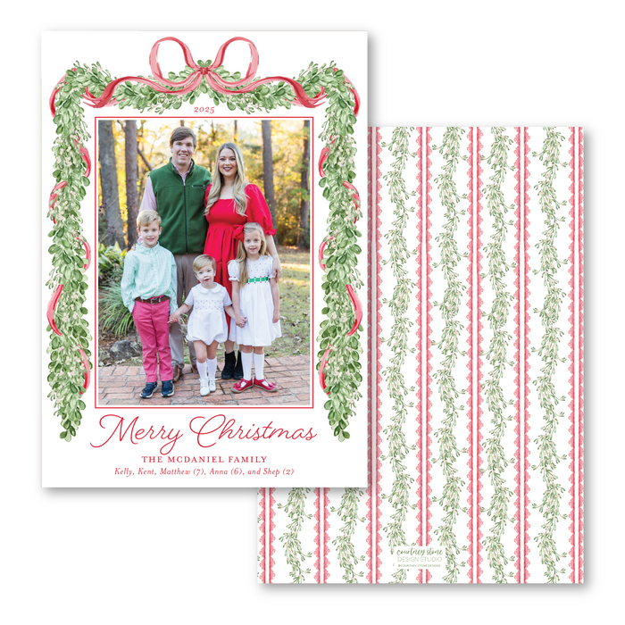 Merry Mistletoe Holiday Card - Red