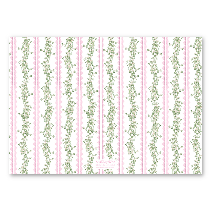 Merry Mistletoe Holiday Card - Pink - Horizontal