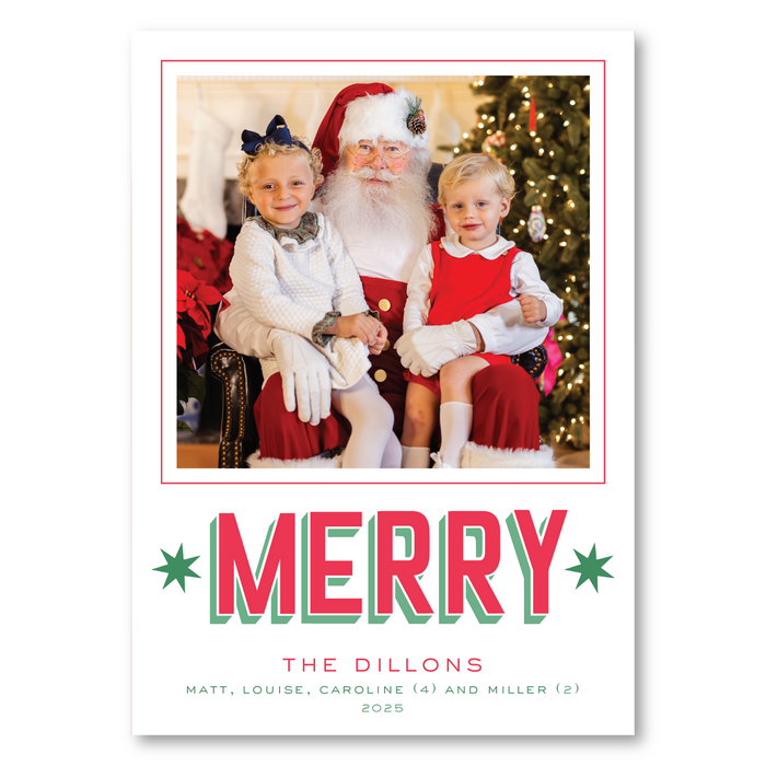 MERRY Star Holiday Card - Red