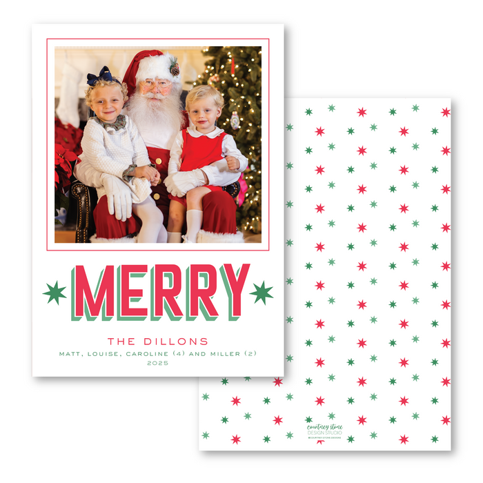 MERRY Star Holiday Card - Red