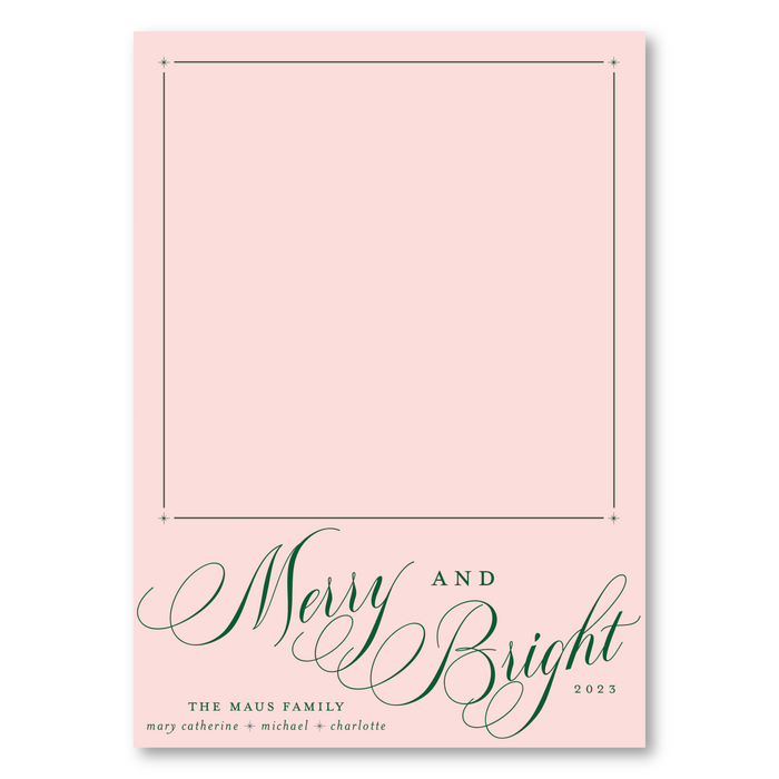 Merry & Bright Script Photo Mount Holiday Card