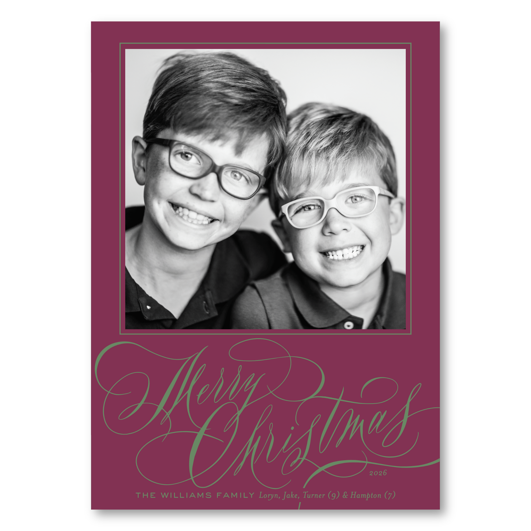 Color Full Up Hand Merry Christmas Hand Calligraphy Holiday Card– courtneystonedesigns