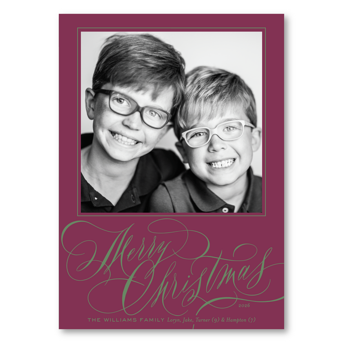 Merry Christmas Hand Calligraphy Holiday Card