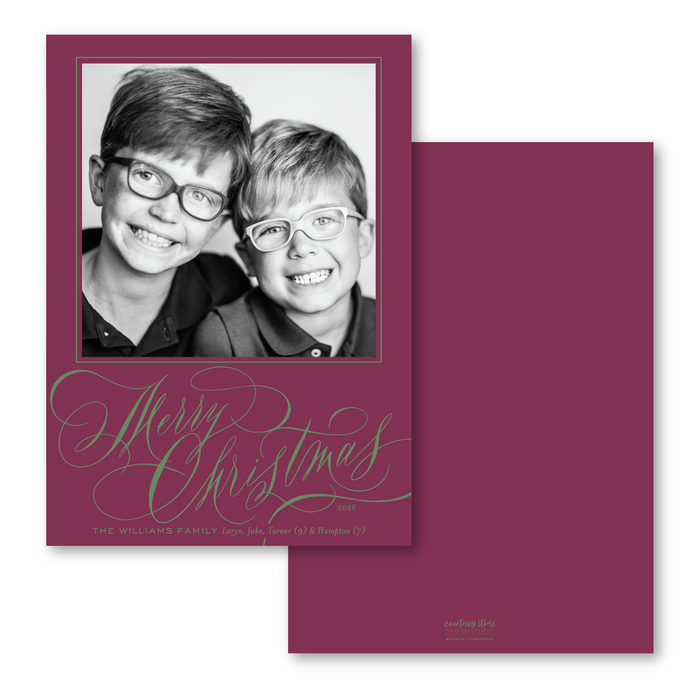 Merry Christmas Hand Calligraphy Holiday Card