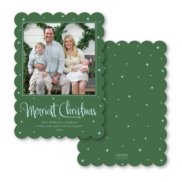 Merry Christmas Star - Scallop Holiday Card