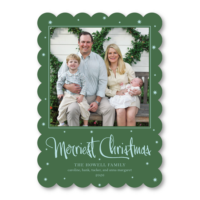 Merry Christmas Star - Scallop Holiday Card
