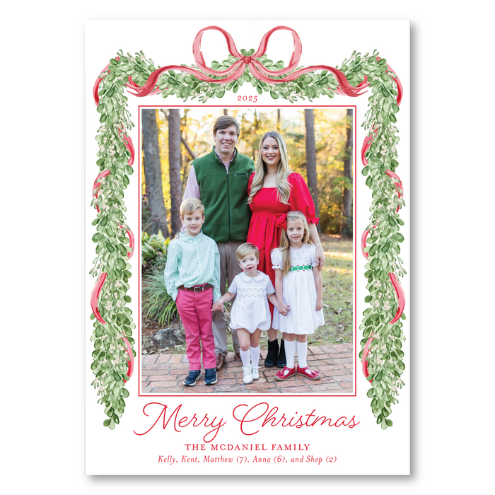 Merry Mistletoe Holiday Card - Red
