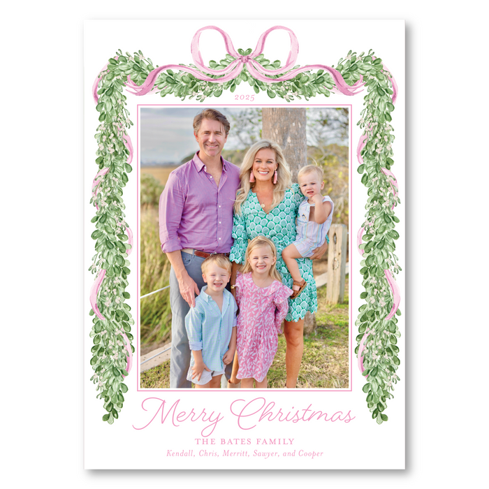 Merry Mistletoe Holiday Card - Pink