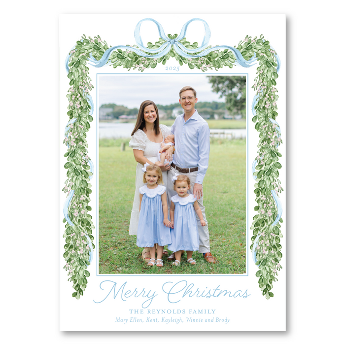 Merry Mistletoe Holiday Card - Blue