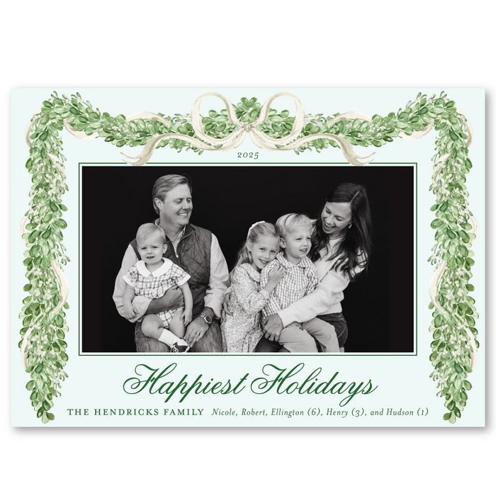 Merry Mistletoe Holiday Card - White - Horizontal