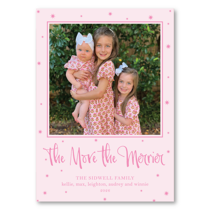 More the Merrier Pink Star Holiday Card