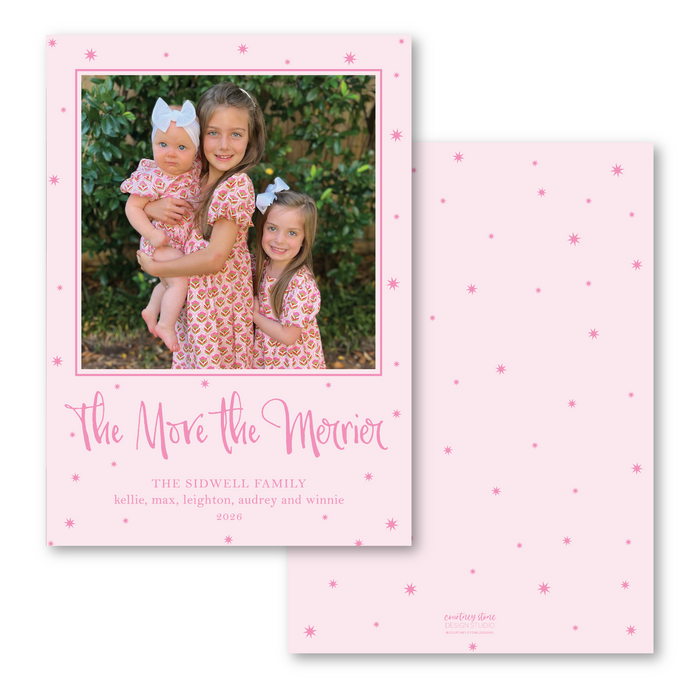 More the Merrier Pink Star Holiday Card